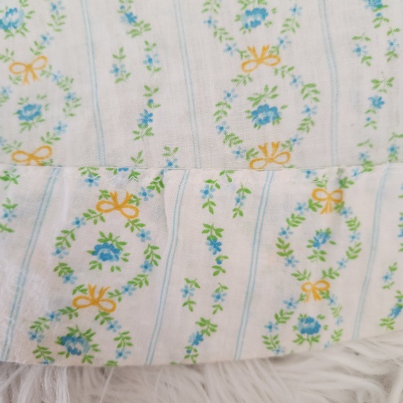 70s Vtg Handmade Maxi Prairie Dress Roses Floral Seersucker cottagecore - Picture 12 of 16